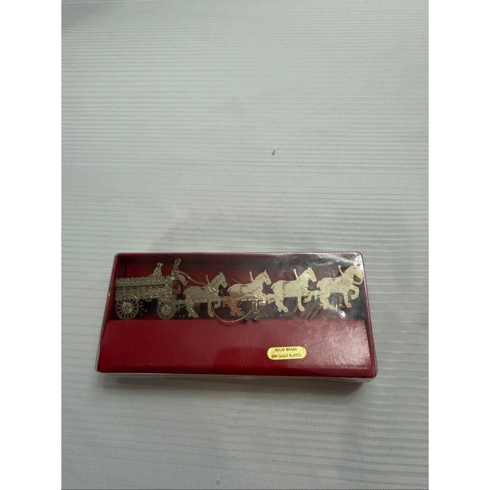 1988 Solid Brass 24k Gold Plated Budweiser Collector's Ornament